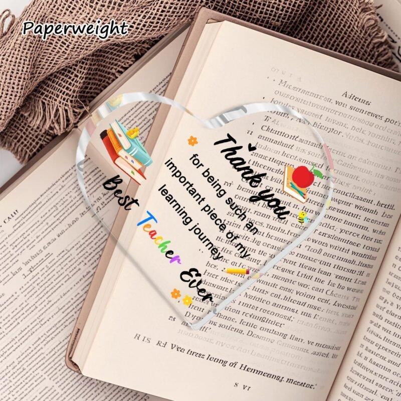 Teacher Appreciation Gifts 2025 - Heart Shaped Acrylic Plaque 4x4 Inch, End of Year Thank You Gift from Students, Graduation Teacher Gifts Ideas, Thankful Quotes Keepsake, Paperweight, Retirement - Image 7