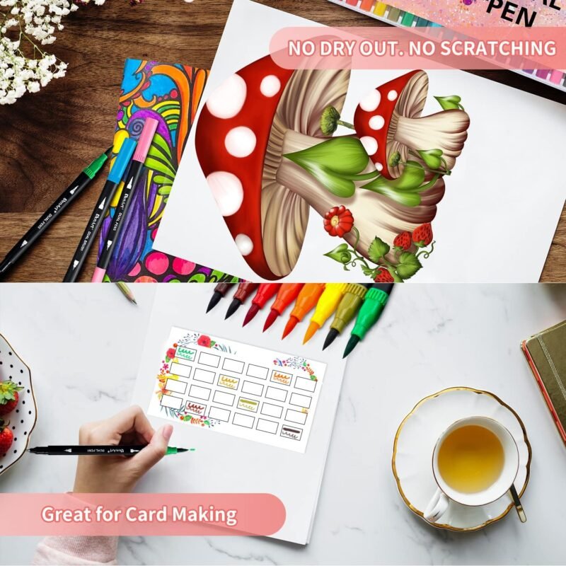 Dual Markers Brush Pens, 36 Fine Point Art Marker, Double Tip Colored Pen for Adult Coloring Hand Lettering, School Classroom Art Suppliers - Image 6