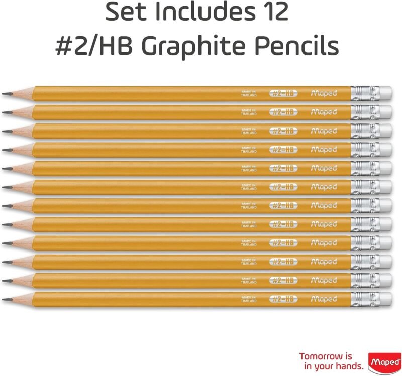 Maped - Essentials Yellow Triangular Graphite #2 Pencils - 12-Pack - Presharpened - Image 3