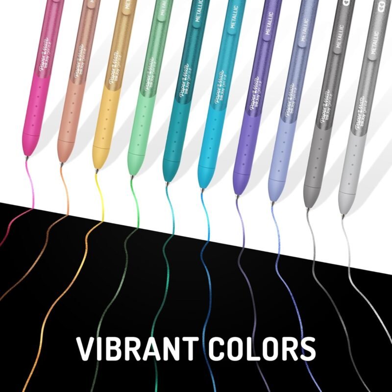 Paper Mate InkJoy Gel Pens, Metallic Pens, Retractable, Medium Point, (0.8mm) Assorted Colors, 10 Count - Image 4