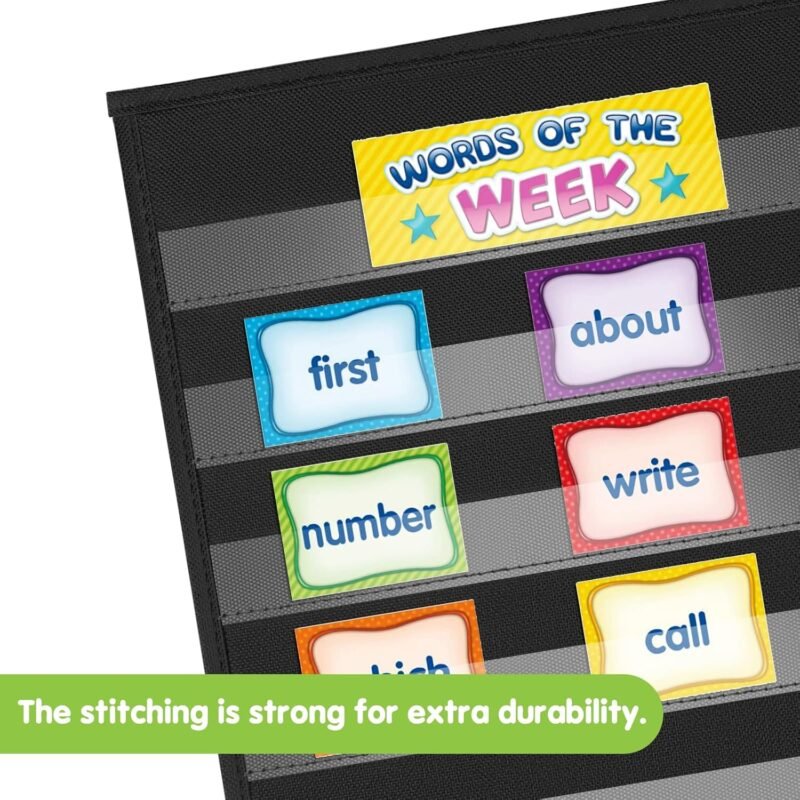 EAMAY Desktop Pocket Chart, Tabletop Teaching Classroom Pocket Charts Double-Side and self-Standing Pocket Chart for Kindergarten, Home Use or Classroom (Black) - Image 3