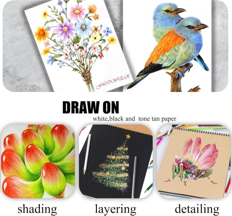 KALOUR 72 Count Colored Pencils for Adult Coloring Books, Soft Core,Ideal for Drawing Blending Shading,Color Pencils Set Gift for Adults Kids Beginners - Image 5