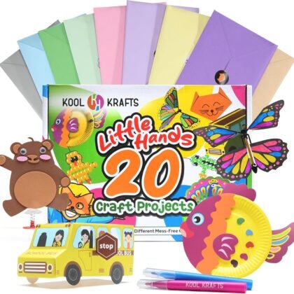20 Arts & Crafts Kit for Kids, All-Inclusive, No Mess Craft Kits & Supplies for Boys & Girls – DIY Creative Activity, Easy Step-by-Step Guide, Individually Packaged Crafts, Christmas Gift, Travel Gift
