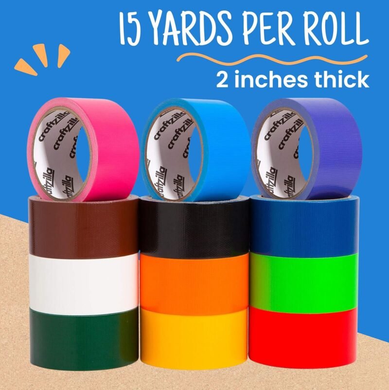 Rainbow Colored Duct Tape - 15 Yards x 2 Inch - 12 Pack Colored Duct Tape Variety Pack for Arts - Image 2