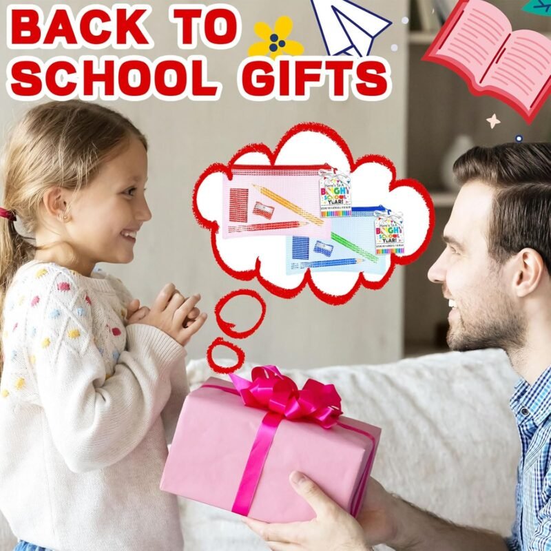 151 Pcs Back to School Gift Include 30 Colorful Pencils 30 Eraser 30 Mesh Zipper Pouch Bags and 30 Pencil Sharpener 30 Sheets Cards Set with Ribbon Stationery Favors for Classroom Exchange Gift - Image 6