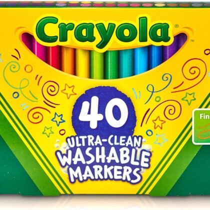 Crayola Ultra Clean Fine Line Washable Markers for School (40ct), Colored Markers for Kids, Coloring Book Art Supplies, Back to School Supplies for Teachers