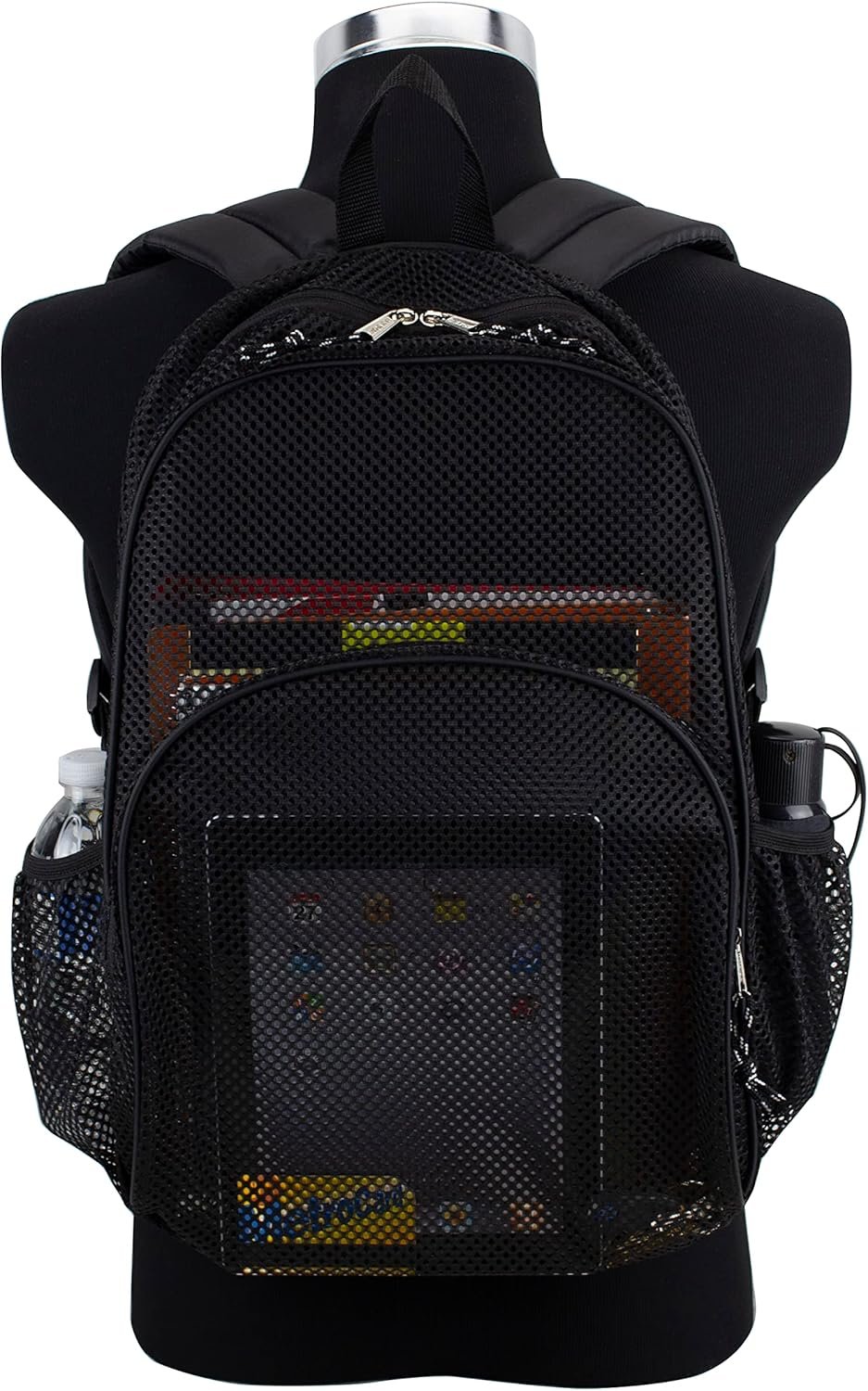 Eastsport Mesh Beach Backpack Lightweight See Through for Travel, College, Swim, Gym Bag, Black - Image 4