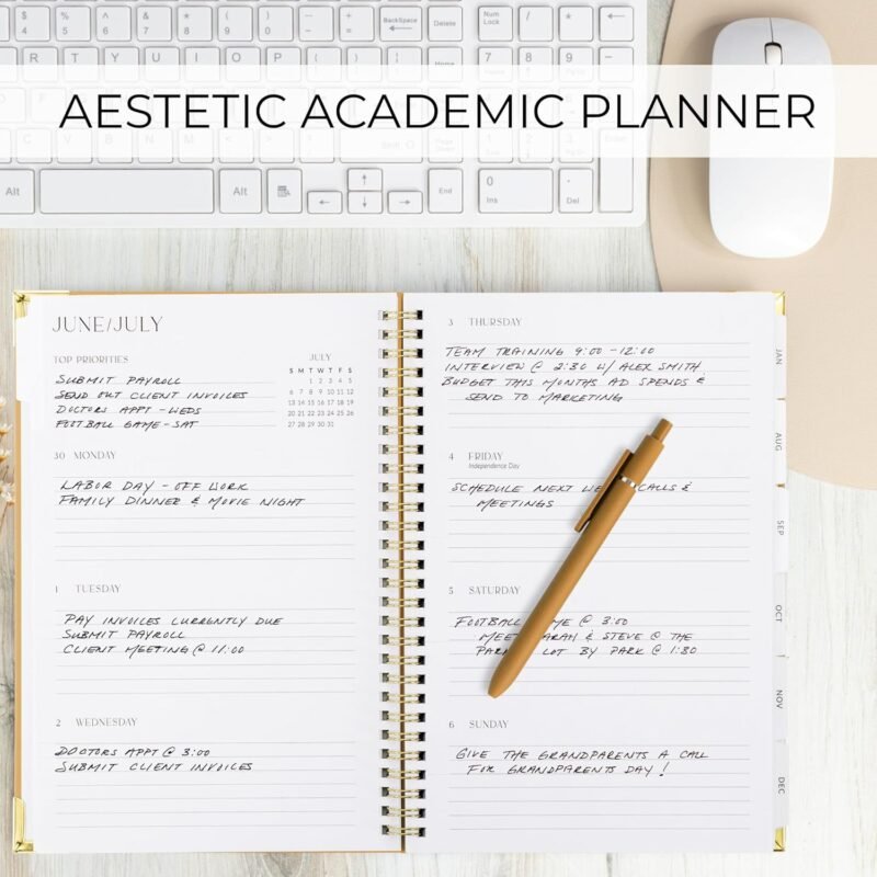 Aesthetic 2025-2026 Academic Planner - A Beautiful 7 x 10" Daily Planner for Women or Men with Weekly & Monthly Spreads For The 25-26 School Year - Modern Calendar Runs From July 2025, June 2026 - Image 8