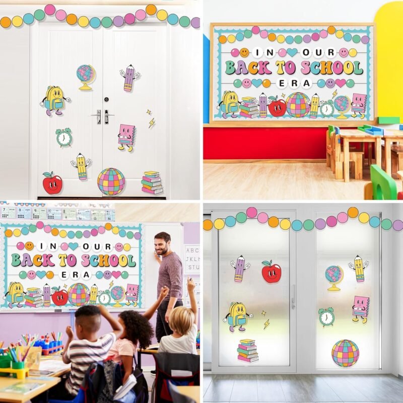 Welcome Back to School Bulletin Board Welcome Back Classroom Decoration Hippie Retro Bulletin Board Set in Our Back to School Era Cutouts for School Chalkboard Wall Door Decor Supply - Image 8