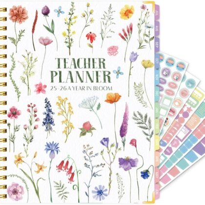 2025-2026 Teacher Planner - Lesson Plan Book for Teachers 25-26, 8.5"x11" Big Academic Planner from July 2025 to June 2026, Weekly & Monthly School Agendar Book with Tab,Stickers for Teachers Supplies