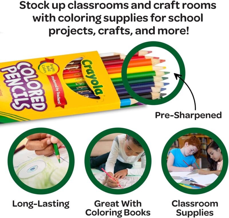 Crayola Bulk Colored Pencils for Kids (24pk), Essential Back to School Supplies For Teachers, Bulk Preschool & Kindergarten Classroom Must Haves, 12 Colors - Image 6