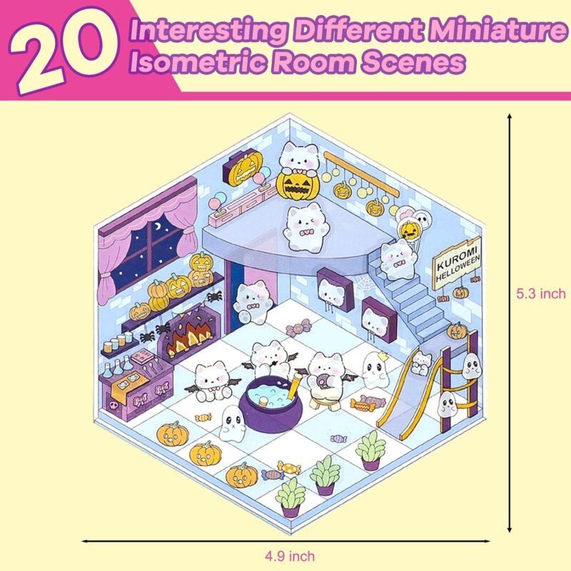 3D Stickers Scene, 20 Sets DIY 3D Scene Sticker Collection Book for Adults Girls, Cute 3D Cartoon Sticker Therapy Activity for Stress Relief, Crafts & Gifts (Muticolor) - Image 8