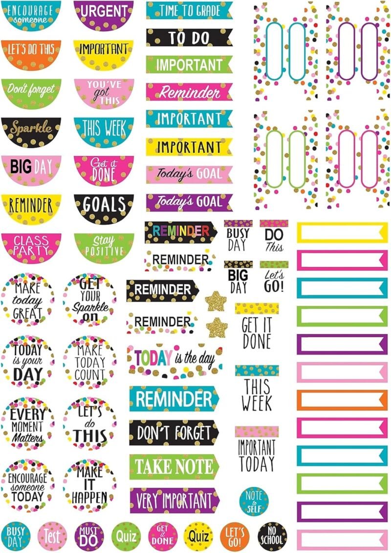 Teacher Created Resources 2152 Lesson Planner w/Stickers, Confetti, 8-1/2-Inch x11-Inch, Multi - Image 2