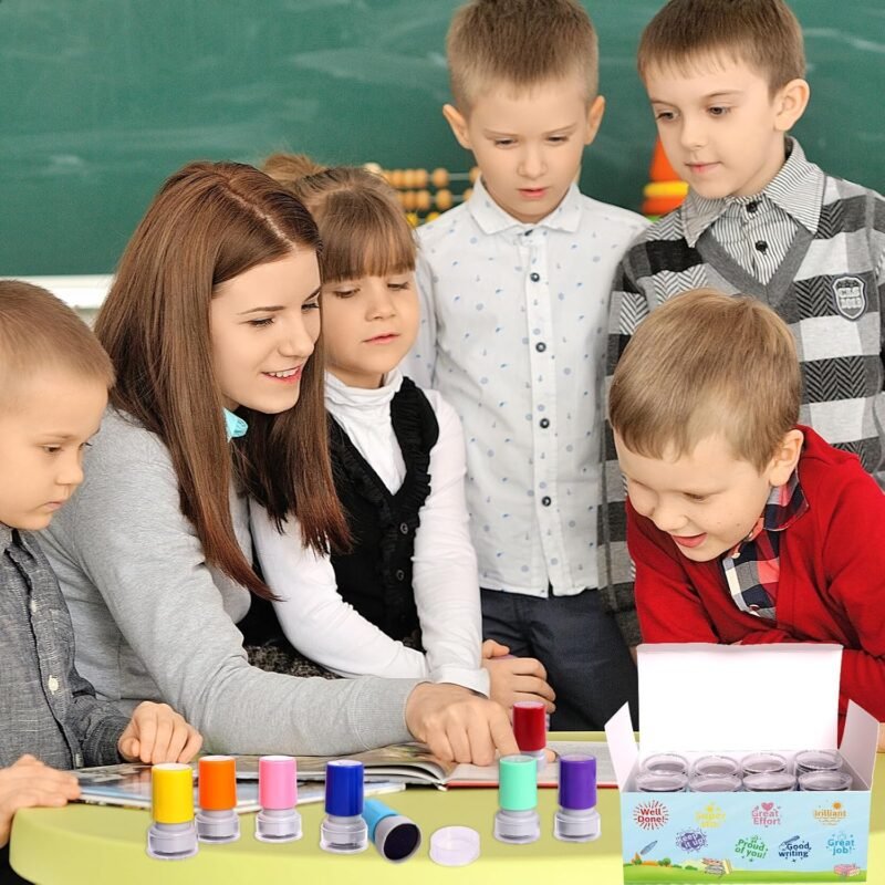 Teacher Stamps Self Inking for Classroom Rubber Stamp for Grading Homework Test Motivation Students Behavior Reward Supplies 8Pcs - Image 6