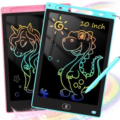 KTEBO® 2 Pack 10 Inch LCD Writing Tablet for Kids, Electronic Drawing Pad and Doodle Board for Ages 3-8, Birthday and Christmas Gifts for Boys and Girls (Pink & Blue)