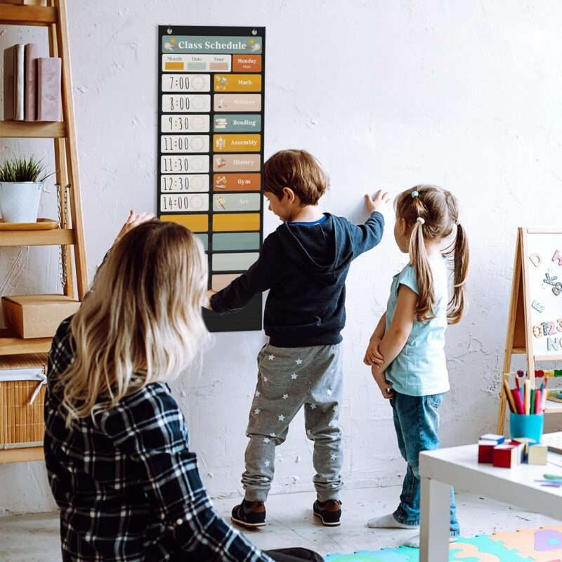 The Ultimate Pocket Chart for Classroom - Beautiful Daily Schedule Calendar with Designed Cards Encourages Visual Learning for Kids - Fun Boho Routine Calendar Chart Fits Nicely with Any School Decor - Image 7