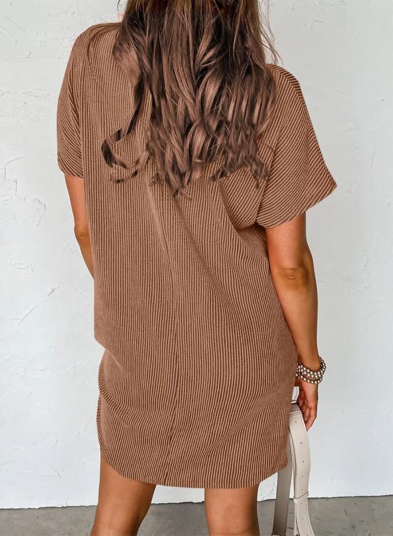 Acelitt Womens Casual Summer Crewneck Short Sleeve Ribbed Mini Tshirt Dress, XS-3XL - Image 5