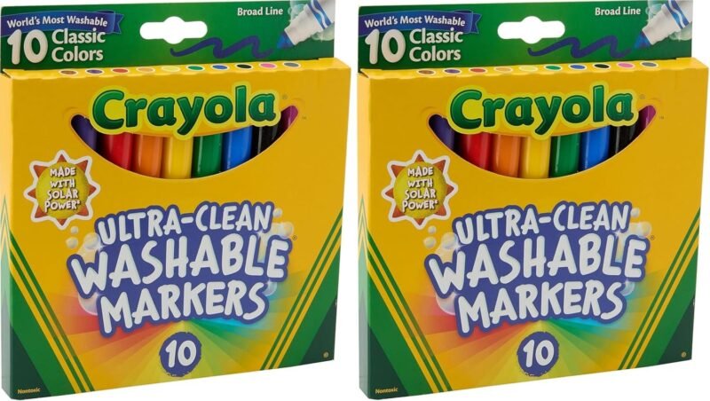 Crayola Ultraclean Broadline Classic Washable Markers (10 Count), (Pack of 2)