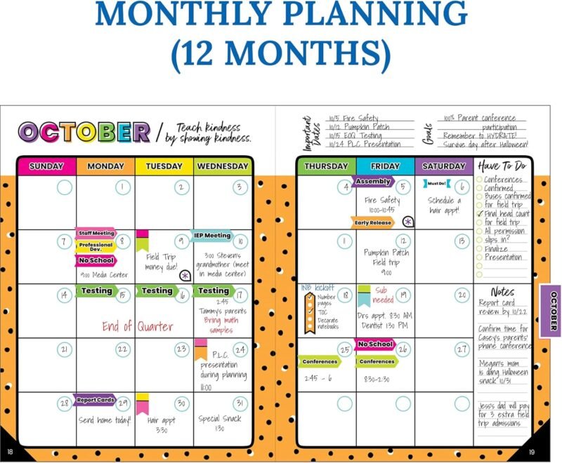 Carson Dellosa Kind Vibes Teacher Planner—Undated Weekly/Monthly Lesson Plan Book and Record Organizer for Classroom or Homeschool (8 inches x 11 inches) - Image 5