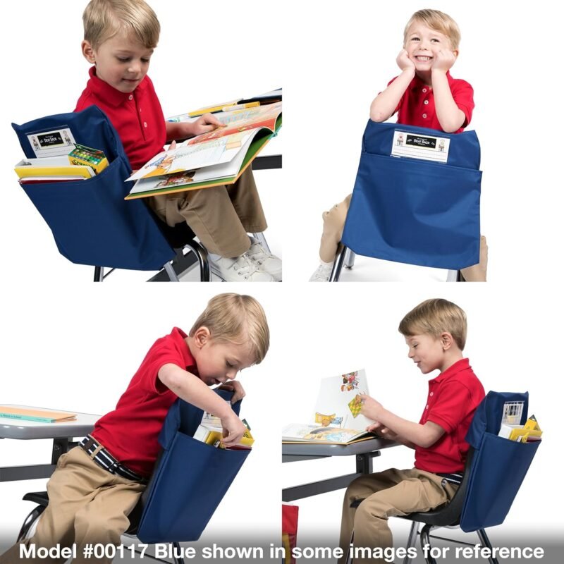 Seat Sack Medium Chair Storage Pocket - 15 Inches Black - Organizer for Classroom Chairs, Durable and Spacious, Storage and Organization - Image 3