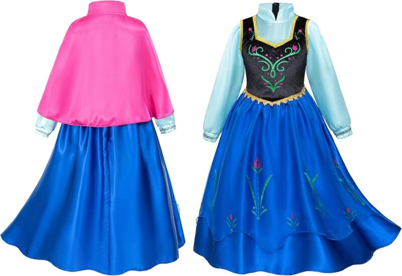 Princess Costumes Birthday Party Dress Up for Little Girls/Long Sleeve with Cape - Image 9