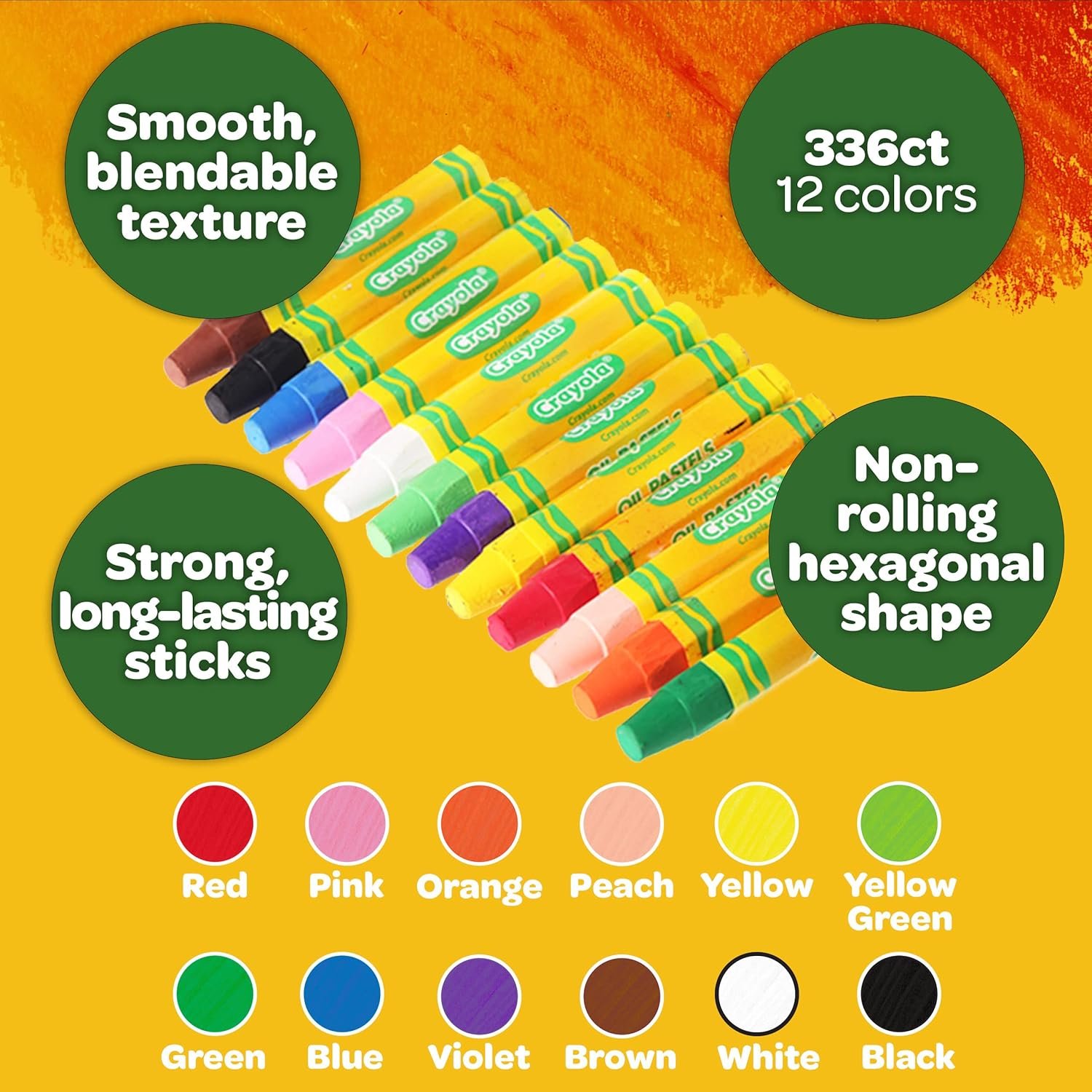 Crayola Oil Pastels Classpack (336ct), 12 Brilliant Opaque Colors, Kids Arts & Crafts, School Supplies for Classrooms, 4+ - Image 4