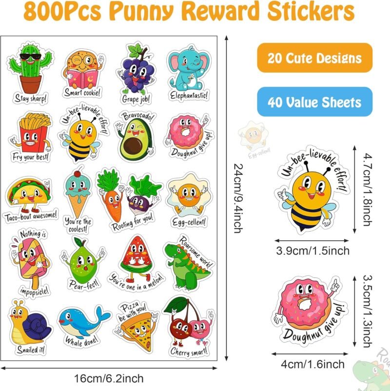 800PCS Punny Teacher Sticker for Student, D-FantiX Motivational Reward Stickers for Kids Classroom, Must Have Essentials for Teachers Elementary, Positive Encouragement Stickers Home School Supplies - Image 4