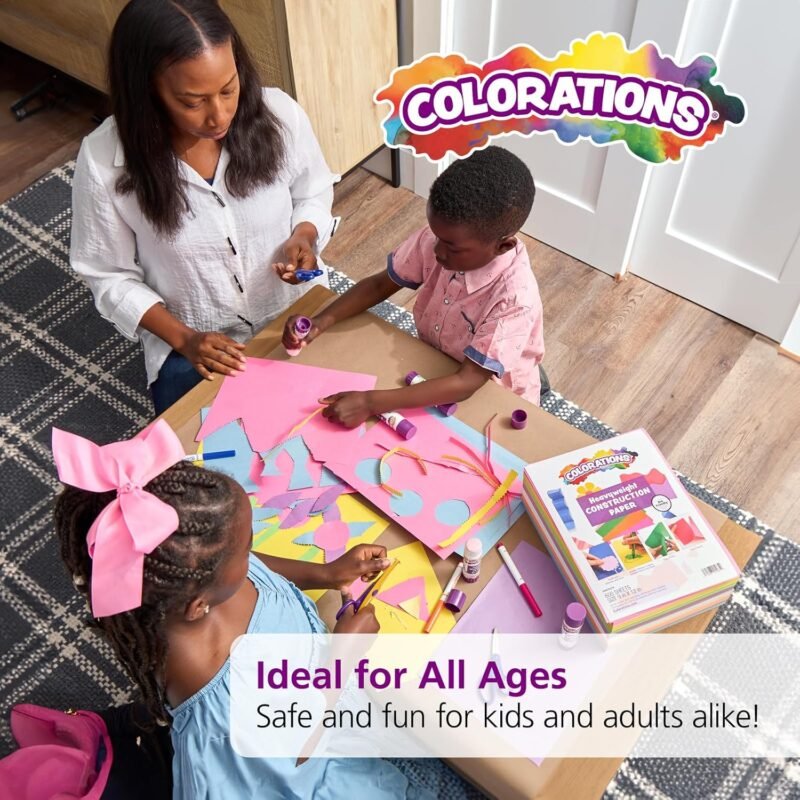 Colorations Construction Paper for Kids - 7 Bright Colors - 600 Bulk Sheets of 9"X12" - Assorted Pack of Heavy-Duty Craft Paper, Bulk School Supplies - Image 7