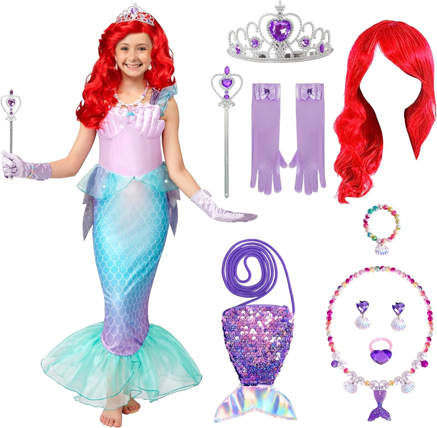 Spooktacular Creations Halloween Mermaid Costume for Girls, Little Mermaid Dress, Princess Dress Up for Girls 4-6 for DressUp - Image 8