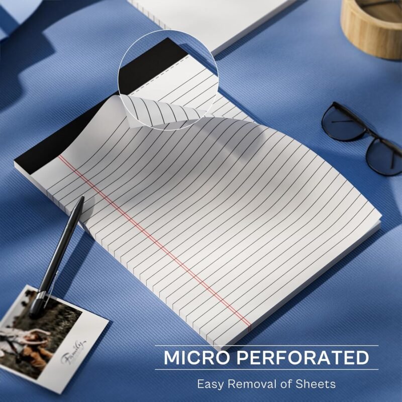 Legal Pads 8.5 x 11, Writing Paper Tablets 8-1/2 x 11, 6 Pack White Note Pads 8.5 x 11 for Office Supplies, Letter Pads 8.5 x 11 Wide Ruled, Perforated Notepads 8.5 x 11, 30 Sheets Each Notebook Paper - Image 4