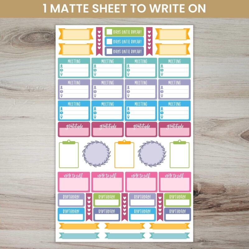 bloom daily planners New Teacher Planner Sticker Pack - School Themed Planning Stickers for Teachers, Educators, Homeschoolers, etc.- 8 Sheets/586 Stickers per Pack! - Image 3