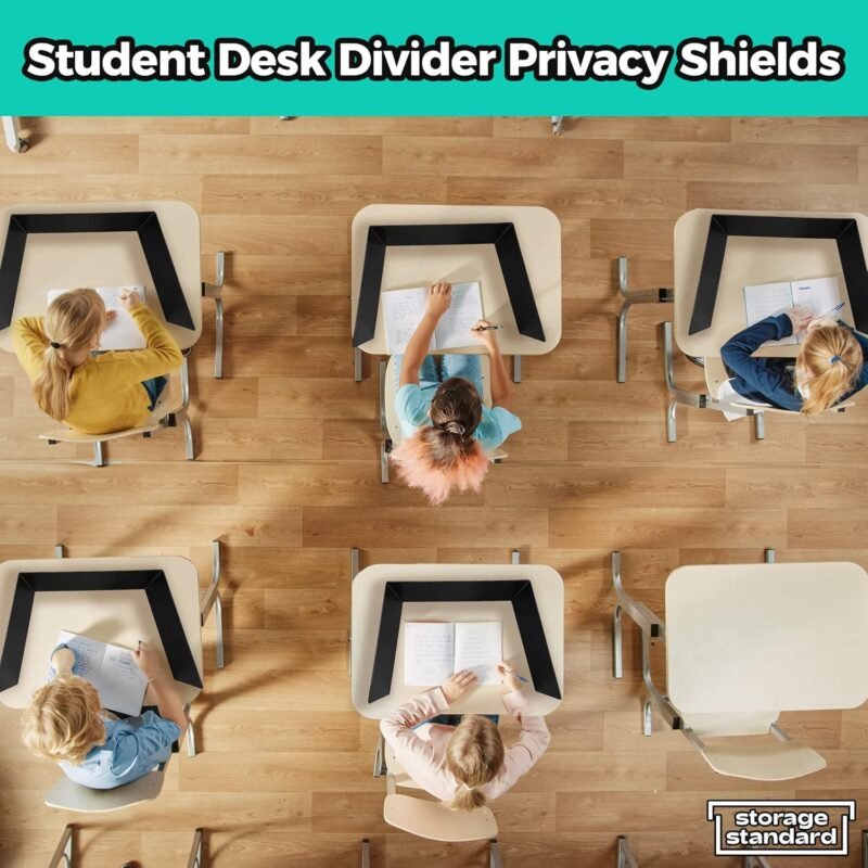22-Pack Desk Dividers for Students - Durable & Waterproof Plastic Study Carrel Divider, Classroom Folders Teacher Supplies, Easy-to-Clean Plastic Privacy Shield Folder Boards for Student Desks, Black - Image 8