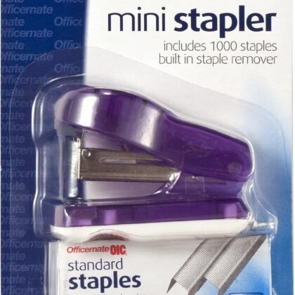 Officemate Mini Stapler with 1000 Standard Staples, Comes in Assorted Colors - Red/Blue/Green/Purple (97753)