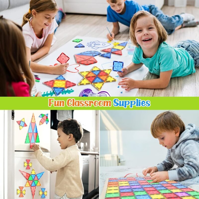 Magnetic Tiles Kids Toys STEM Magnet Toy for Toddler Magnetic Blocks Building Preschool Learning Sensory Montessori Toys for 3+ Year Old Boys and Girls, Safe Creativity Toddler Kids Toy 40PCS - Image 5