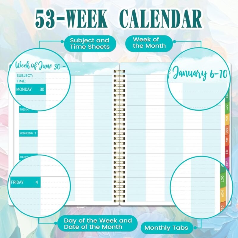 Teacher Planner 2025-2026 - Teacher Lesson Plan Book 2025-2026 from Jul. 2025 to Jun. 2026, 11" x 8.5", Weekly & Monthly Lesson Planner for Teachers - Floral - Image 4