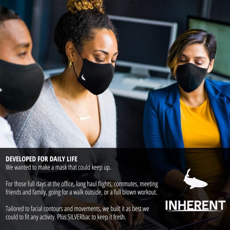 INHERENT Premium Traveler's Face Mask with Anti-Odor SILVERbac | Reusable, Adjustable, Comfortable - Image 6