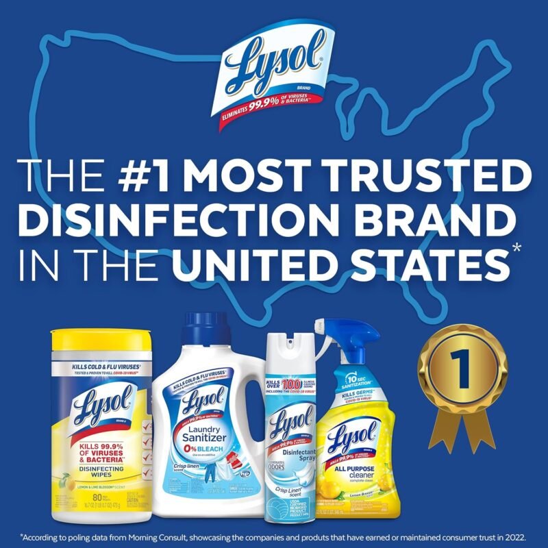 Lysol Disinfectant Wipes, Multi-Surface Antibacterial Cleaning Wipes, For Disinfecting and Cleaning, Crisp Linen, 80 Count - Image 6