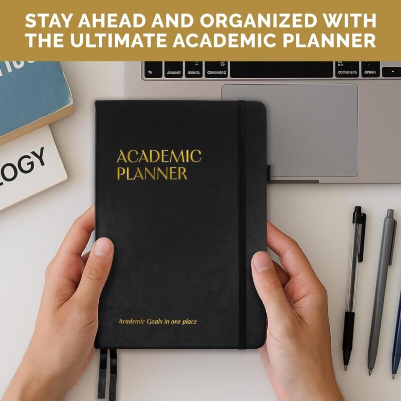Decorably 12 Months Gold Foiled Undated Monthly and Weekly Academic Planner College with Stickers, 6x8.6in Waterproof Leatherette Hardcover Academic Planner for College Students, High School, Home - Image 9