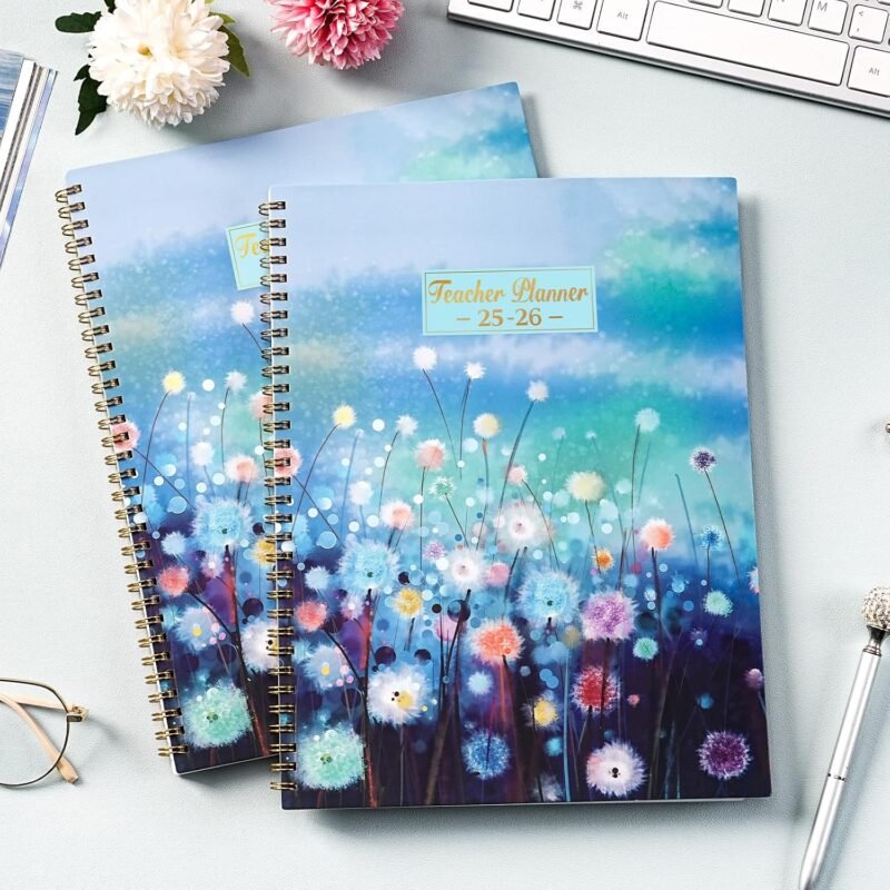 Teacher Planner 2025-2026 - Planner 2025-2026, Teacher Lesson Planner from July 2025 to June 2026, 11" x 8.3", Weekly & Monthly Lesson Plan Book for Teachers - Blue Floral - Image 2