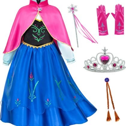 Princess Costumes Birthday Party Dress Up for Little Girls/Long Sleeve with Cape