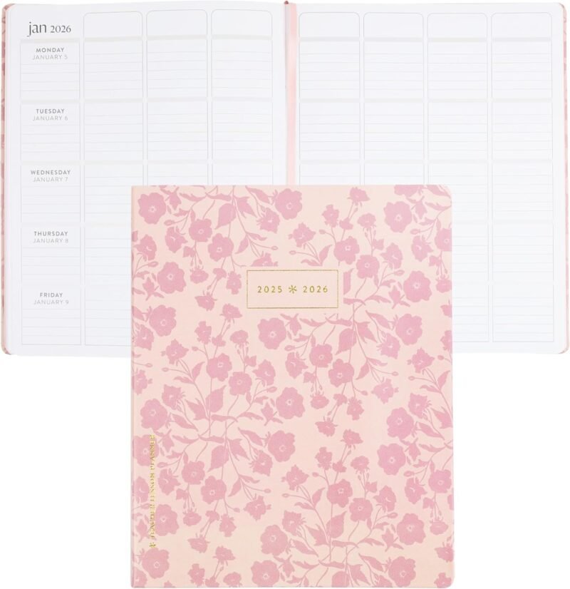 Erin Condren 12-Month Teacher Lesson Planner (Jul 2025 - Jun 2026), 8" x 10" Softbound Weekly and Monthly Planner, Bouquet Vegan Leather Covers, Minimal Theme, Horizontal Layout, Layflat Binding