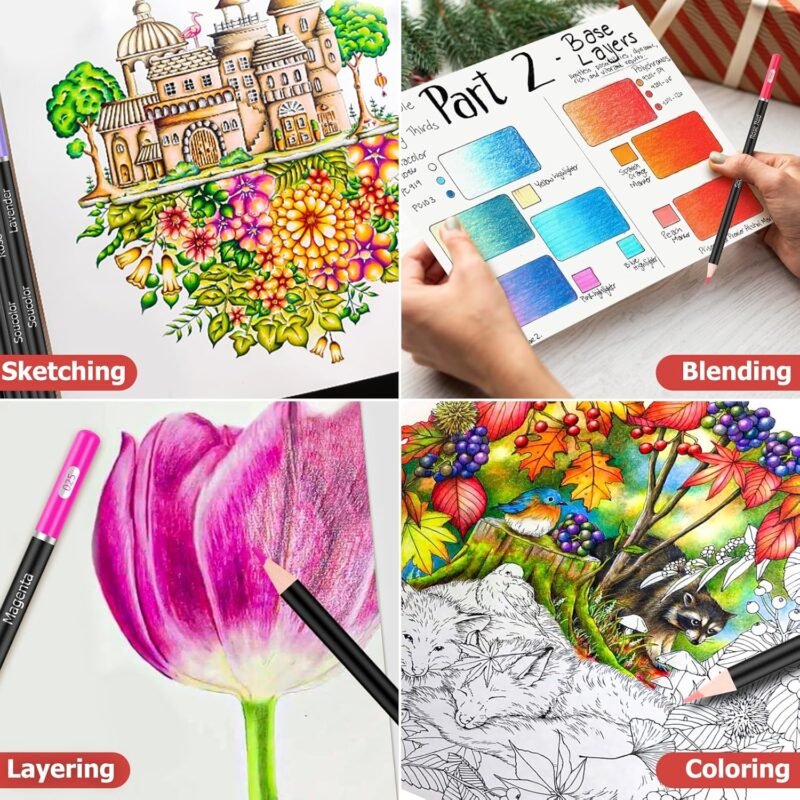 Soucolor 72-Color Colored Pencils for Adult Coloring Books, Back to School Supplies, Soft Core, Artist Drawing Sketching Pencils Set, Art Supplies Kit Gifts for Kids Teens Beginners Blending Shading - Image 4