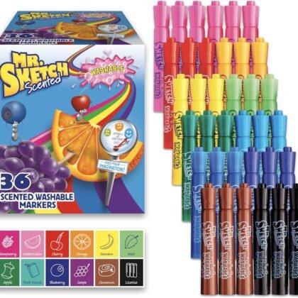 Mr. Sketch Scented Washable Markers, Chisel Tip Marker, Assorted Colors, 36 Count