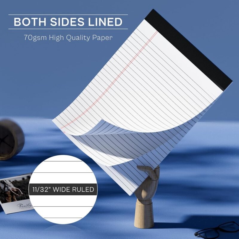Legal Pads 8.5 x 11, Writing Paper Tablets 8-1/2 x 11, 6 Pack White Note Pads 8.5 x 11 for Office Supplies, Letter Pads 8.5 x 11 Wide Ruled, Perforated Notepads 8.5 x 11, 30 Sheets Each Notebook Paper - Image 3