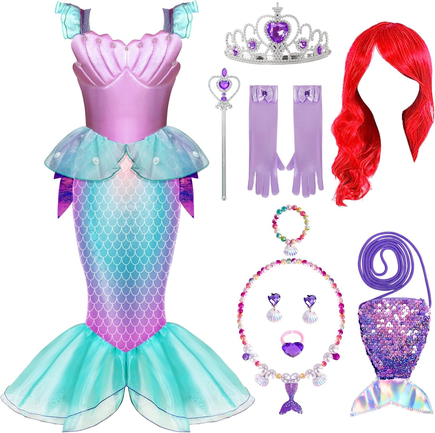 Spooktacular Creations Halloween Mermaid Costume for Girls, Little Mermaid Dress, Princess Dress Up for Girls 4-6 for DressUp