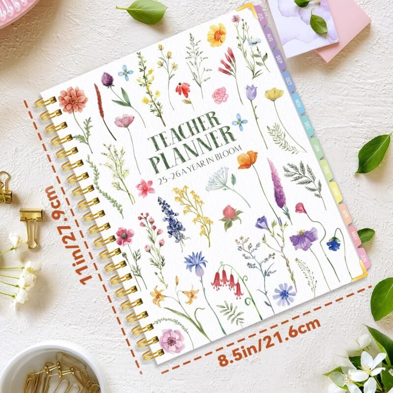 2025-2026 Teacher Planner - Lesson Plan Book for Teachers 25-26, 8.5"x11" Big Academic Planner from July 2025 to June 2026, Weekly & Monthly School Agendar Book with Tab,Stickers for Teachers Supplies - Image 2
