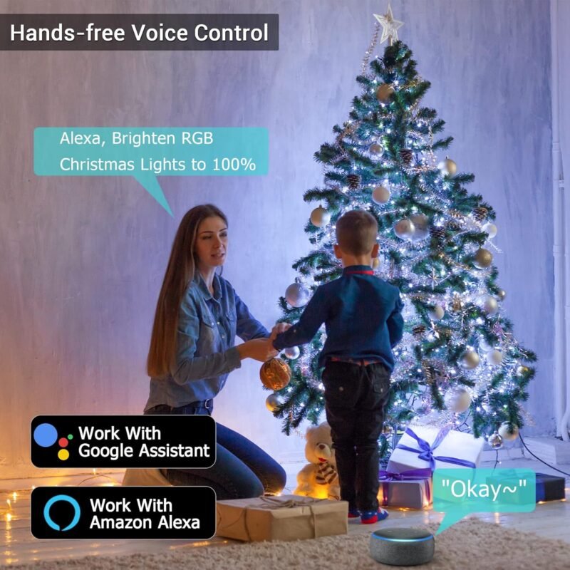 Brizled Smart Christmas Lights, 196ft 600 LED Smart WiFi Color Changing String Lights App Controlled, RGB Christmas Tree Lights Work with Alexa & Google Home for Halloween Indoor Outdoor Decor - Image 5