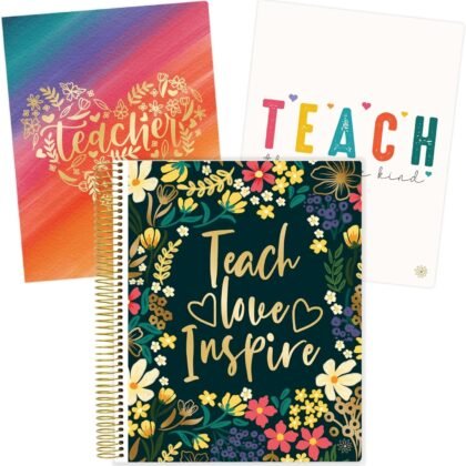 bloom daily planners Undated Academic Year Teacher Planner & Calendar - 7 Period Lesson Plan Organizer Book with Frosted Cover (9" x 11") (Interchangeable Cover) - Bold & Bright