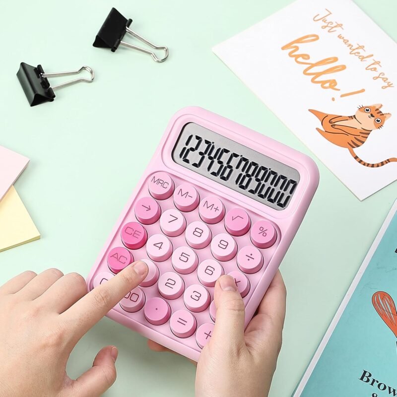 Mr. Pen Mechanical Switch Calculator - 12 Digit Large LCD Display, Pink with Big Buttons, Back to School Supplies - Image 7