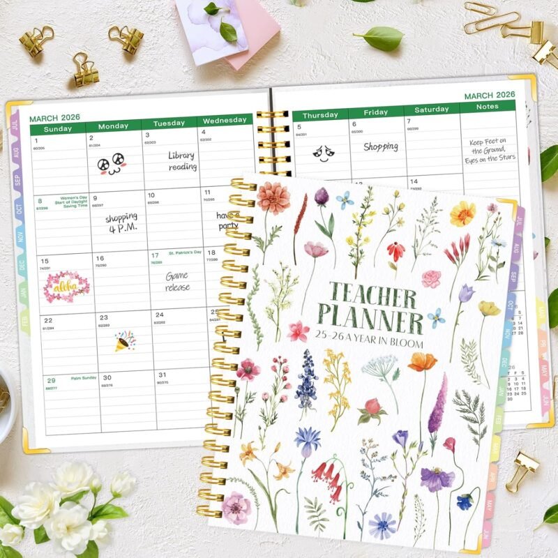 2025-2026 Teacher Planner - Lesson Plan Book for Teachers 25-26, 8.5"x11" Big Academic Planner from July 2025 to June 2026, Weekly & Monthly School Agendar Book with Tab,Stickers for Teachers Supplies - Image 9